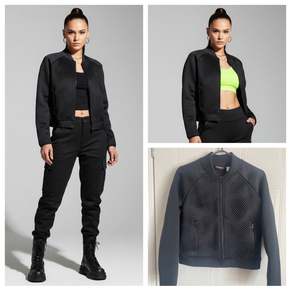 Techwear Scuba Bomber Jacket Reebok Perforated Cybercore Streetwear